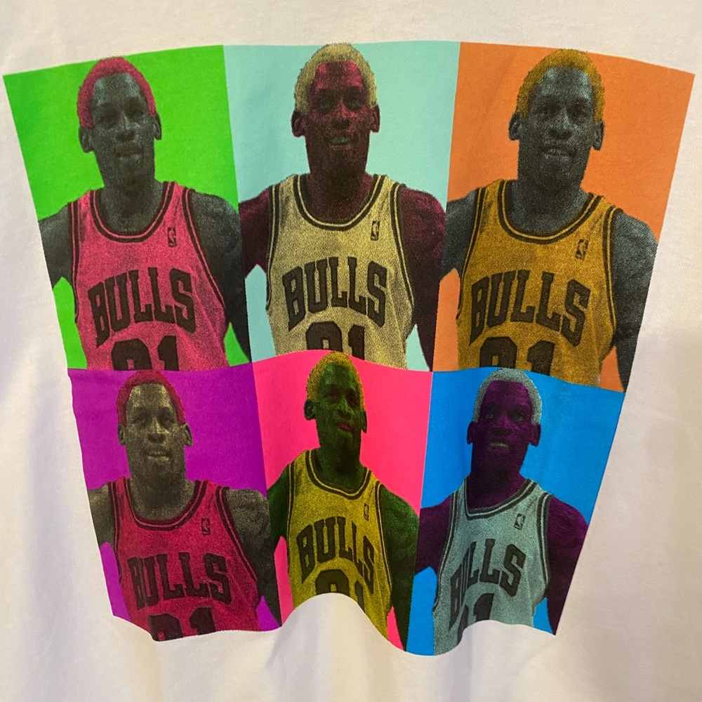 Dennis Rodman Chicago Bulls Mitchell & Ness Pop Art Large T-shirt NWT